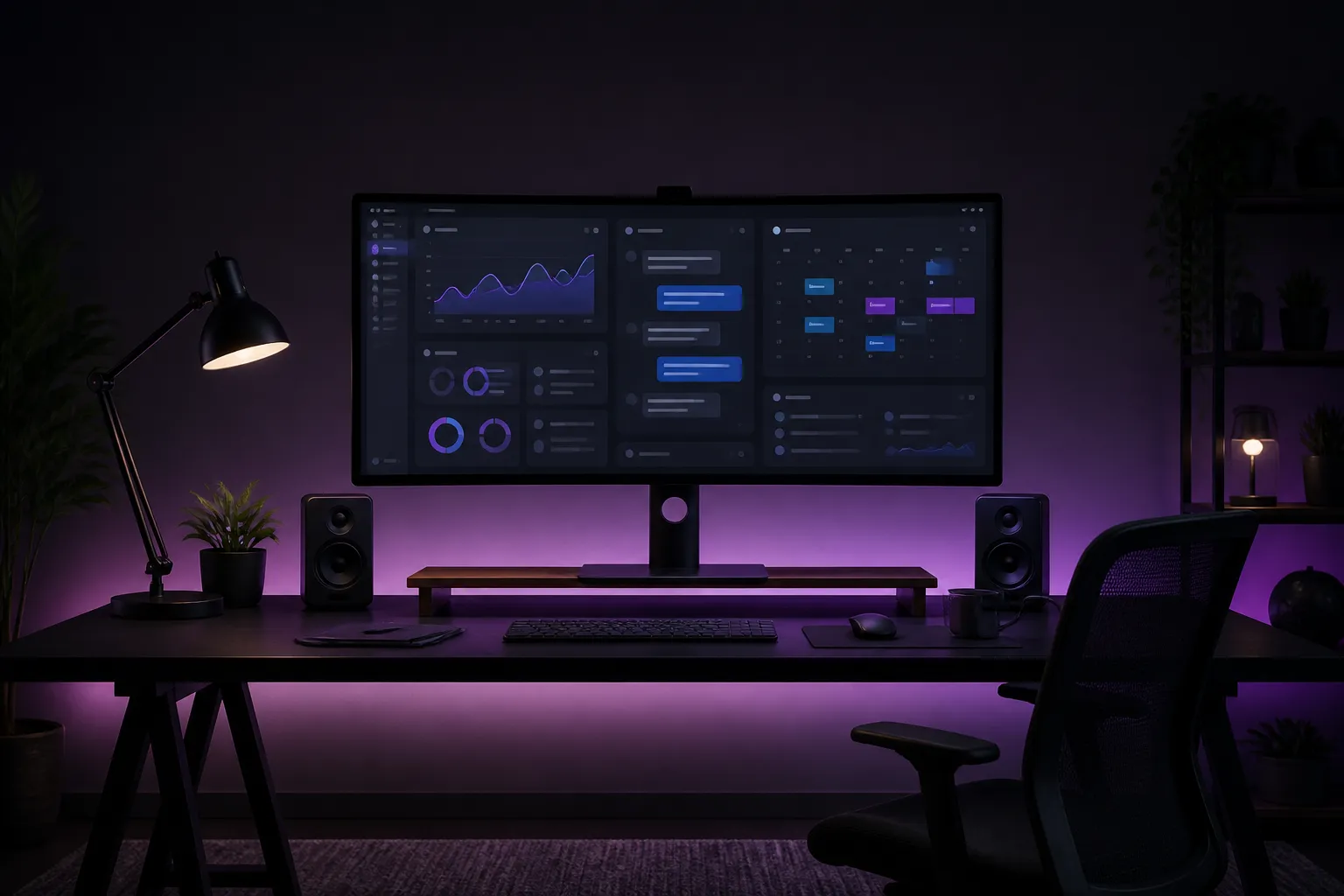 Protolabai platform dashboard showing multiple AI app panels including analytics, chatbot, and content tools